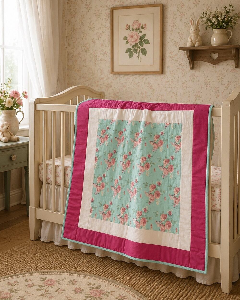 Mooresville North Carolina Quilters bee Crib Wall Quilt 32”x37”